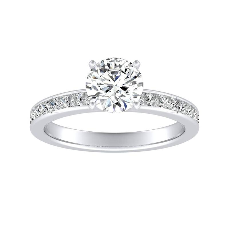 Auriya 14k Gold Classic 1/2ct Moissanite and Diamond Engagement Ring 1/2ctw - White - 4