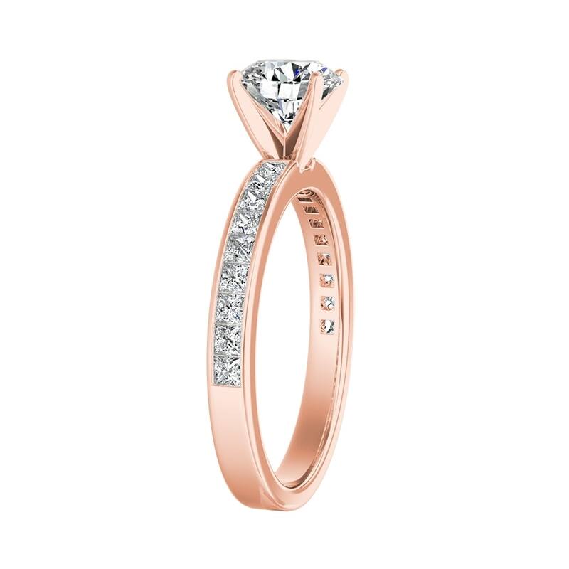 Auriya 14k Gold Classic 1/2ct Moissanite and Diamond Engagement Ring 1/2ctw