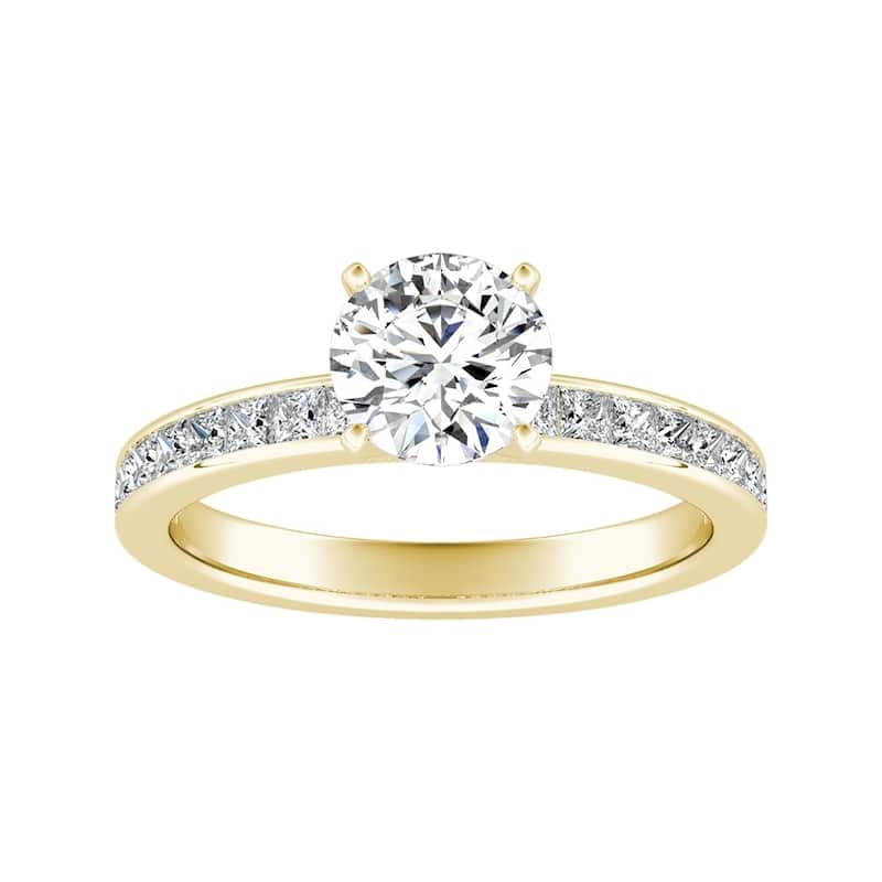 Auriya 14k Gold Classic 1/2ct Moissanite and Diamond Engagement Ring 1/2ctw - Yellow - 5.5