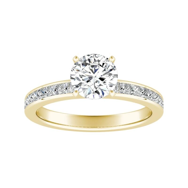 Auriya 14k Gold Classic 2 1/2ct Moissanite and Diamond Engagement Ring 1/2ctw