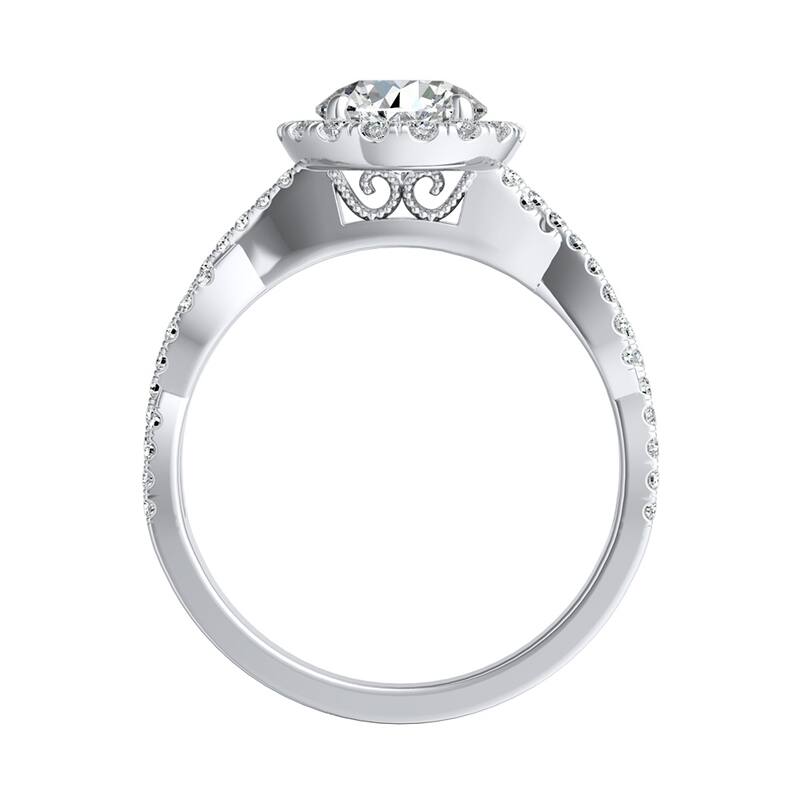 Auriya 14k Gold 4ct Round Moissanite Halo Diamond Engagement Ring 1/8ctw