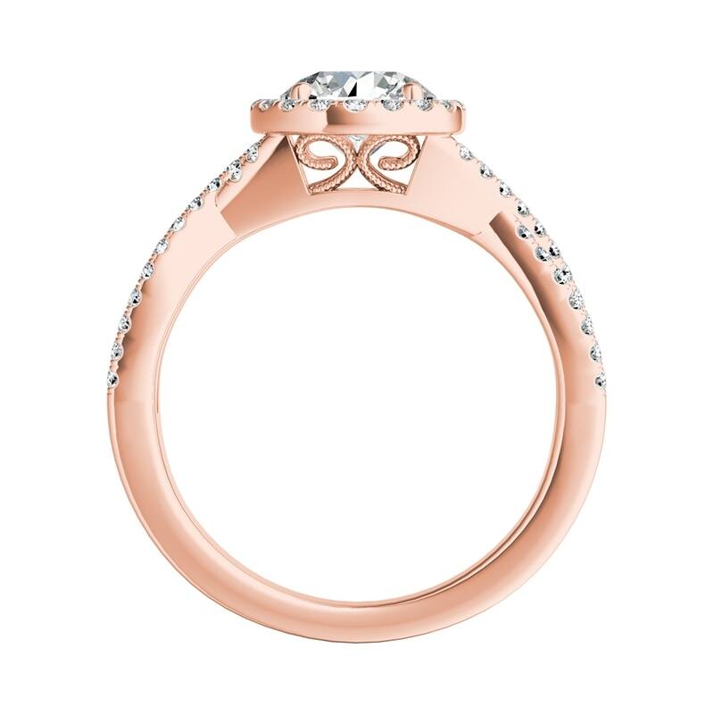 Auriya Round 3/4ct Moissanite and 1/3ctw Halo Diamond Engagement Ring 14K Gold