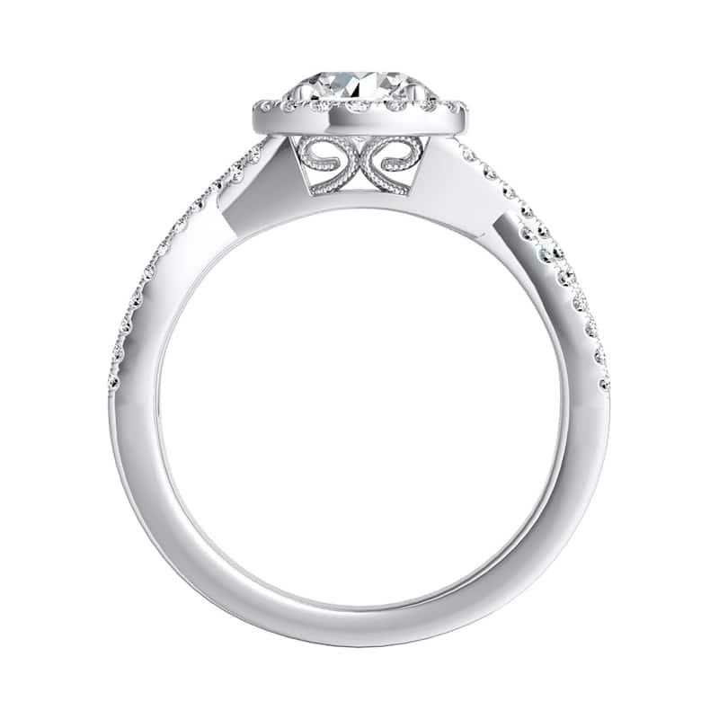 Auriya Round 3/4ct Moissanite and 1/3ctw Halo Diamond Engagement Ring 14K Gold