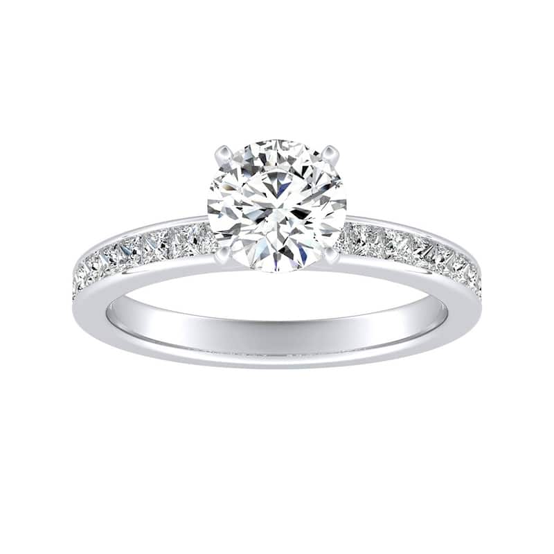 Auriya 14k Gold Classic 3/4ct Moissanite and Diamond Engagement Ring 1/2ctw