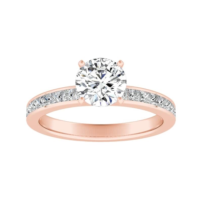 Auriya 14k Gold Classic 3/4ct Moissanite and Diamond Engagement Ring 1/2ctw