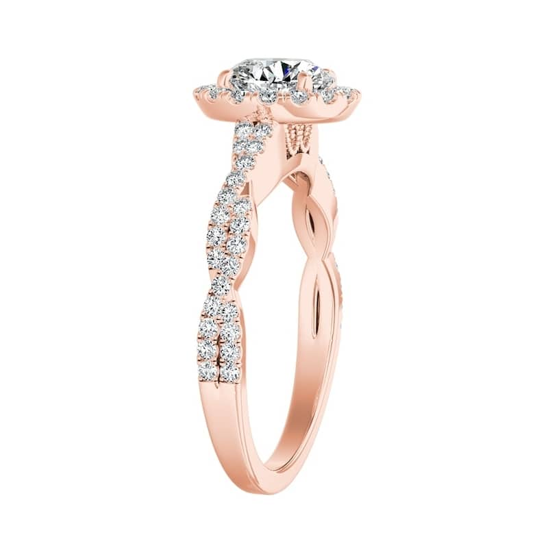Auriya 14k Gold 2 1/2ct Round Moissanite Halo Diamond Engagement Ring 1/8ctw