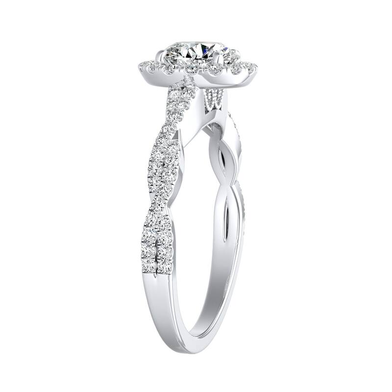 Auriya 14k Gold 3ct Round Moissanite Halo Diamond Engagement Ring 1/8ctw
