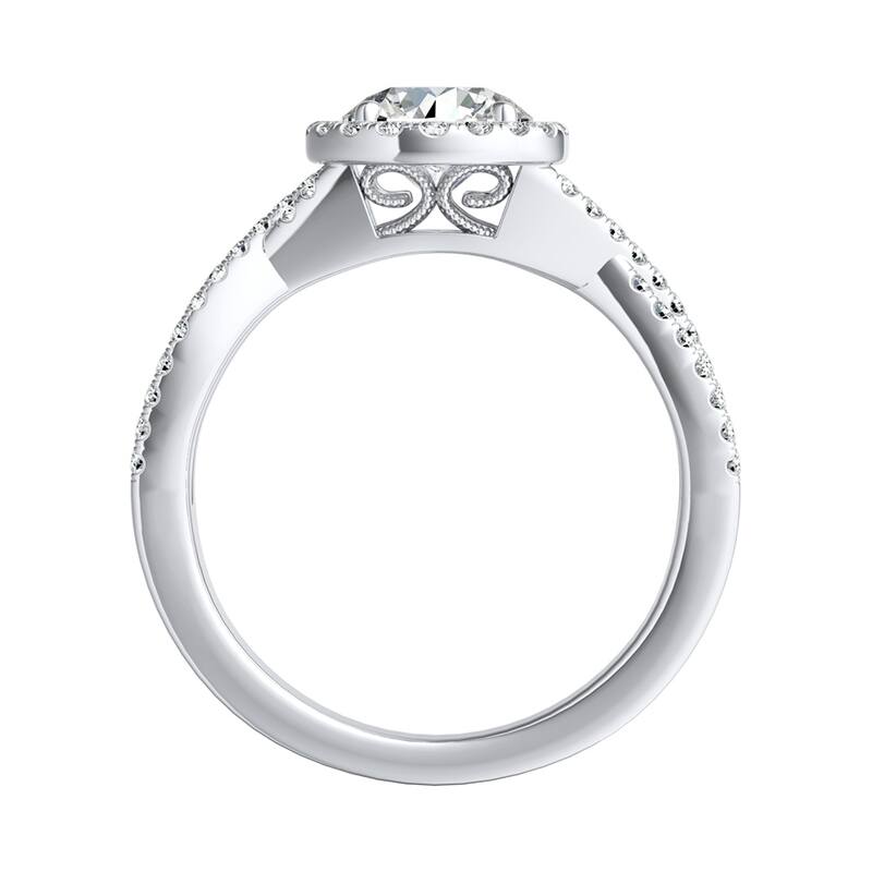 Auriya Round 1/2ct Moissanite and 1/3ctw Halo Diamond Engagement Ring 14K Gold