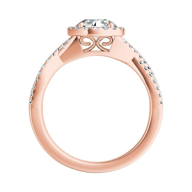 Auriya Round 1/2ct Moissanite and 1/3ctw Halo Diamond Engagement Ring 14K Gold