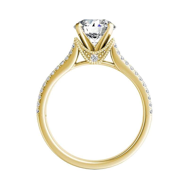 Auriya 14k Gold Vintage 2 1/2ct Moissanite and Diamond Engagement Ring 5/8ctw