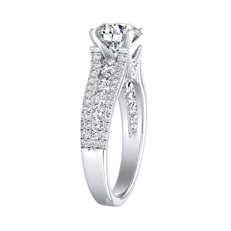 Auriya 14k Gold Vintage 2 1/2ct Moissanite and Diamond Engagement Ring 5/8ctw