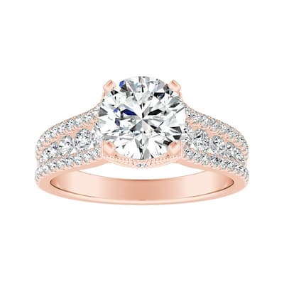 Auriya 14k Gold Vintage 4ct Moissanite and Diamond Engagement Ring 5/8ctw
