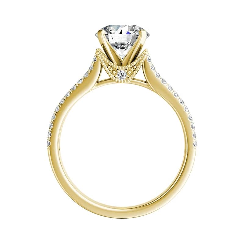 Auriya 14k Gold Vintage 3ct Moissanite and Diamond Engagement Ring 5/8ctw