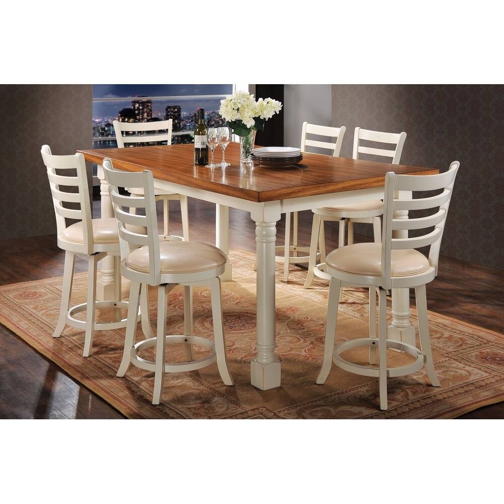 Trendy Counter Height Table, Distress Oak & Antique Cream