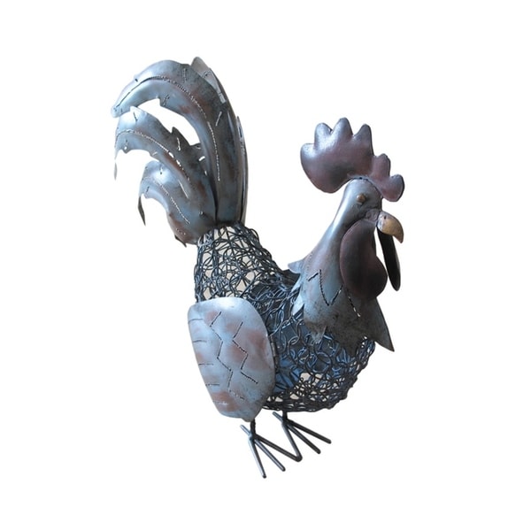 Offex Handmade Antique Multi Color T-Light Iron Rooster Lantern Large