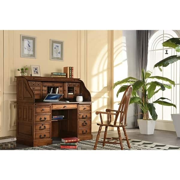 Shop Marlin 54 Inch Deluxe Roll Top Desk Free Shipping Today