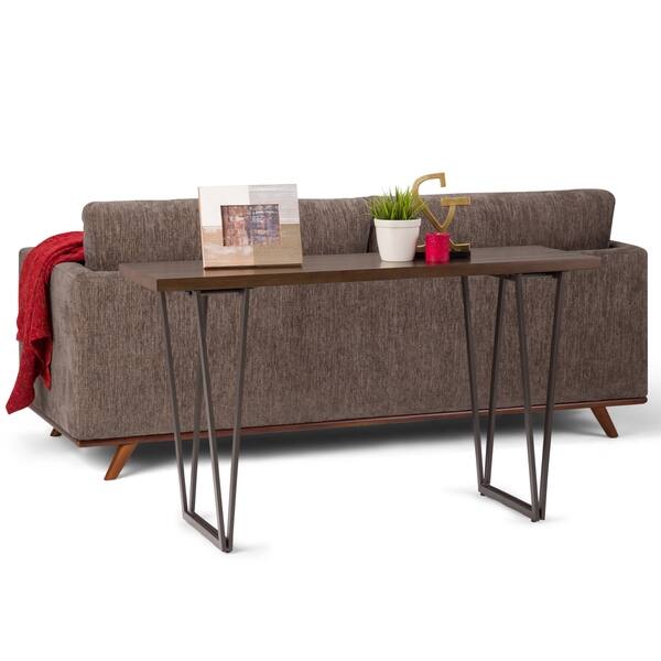 WYNDENHALL Travis Solid Wood and Metal 52 inch Wide Industrial Console ...