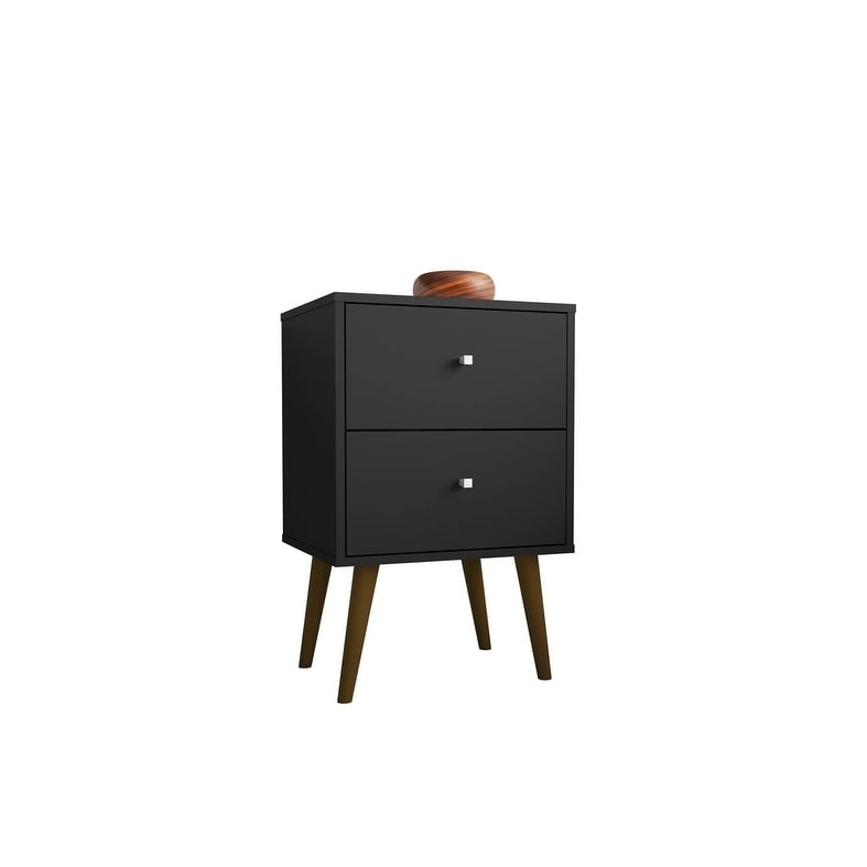 Shop Liberty Mid Century Modern Black Nightstand 2 0 With 2 Extension Drawers On Sale Overstock 21558560