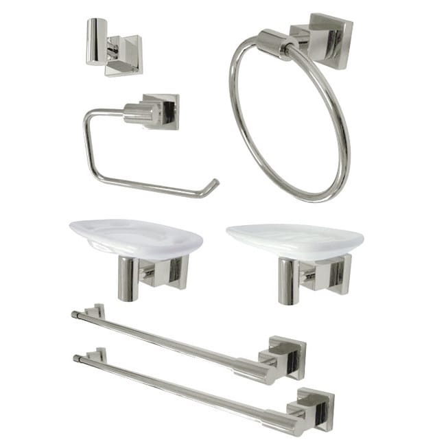 Satin Nickel Complete Bathroom Accessory Set