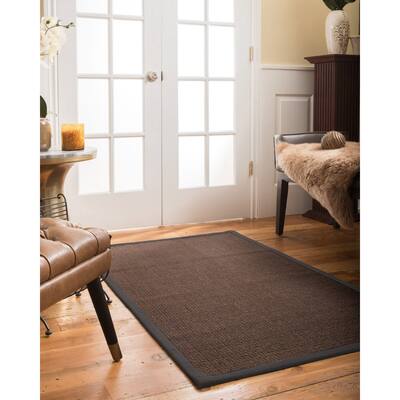 NaturalAreaRugs Alma Custom Sisal Rugs 2' 6" x 12' Onyx Border - 2'6" x 12'