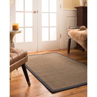 NaturalAreaRugs Kansas Custom Sisal Rug 2' 6" x 10' Onyx Border - 2'6" x 10'