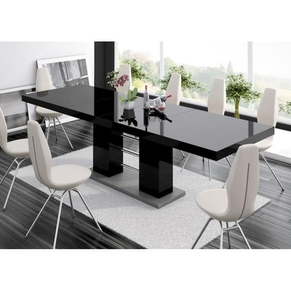 Linosa High Gloss Dining Table With Extension Black Linosa High Gloss Dining Table With Extension Black