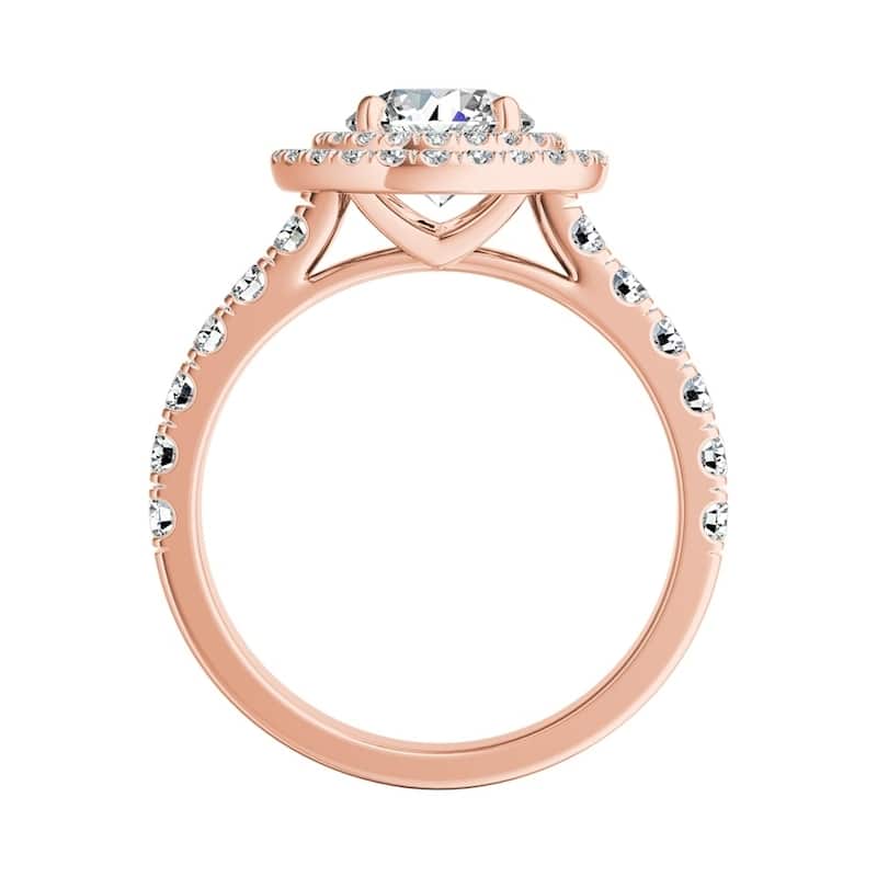 Auriya 1ct Round Moissanite and 3/4ctw Double Halo Diamond Engagement Ring 14K Gold