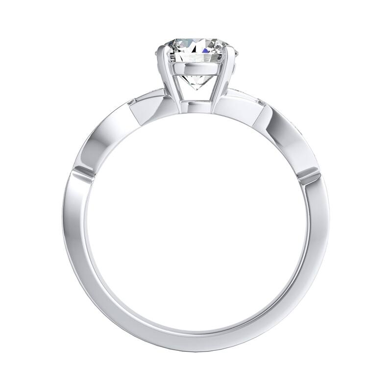 Auriya 14k Gold 3ct Round Moissanite and 1/3ct TDW Wave Style Diamond Engagement Ring