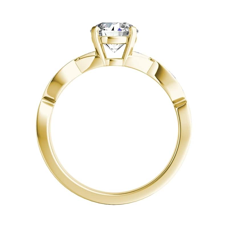 Auriya 14k Gold 3ct Round Moissanite and 1/3ct TDW Wave Style Diamond Engagement Ring