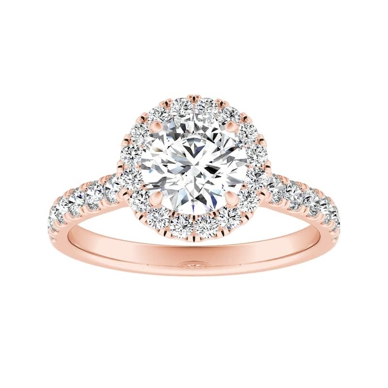 Auriya 14k Gold 1 1/2ct Moissanite Halo Diamond Engagement Ring 5/8ctw