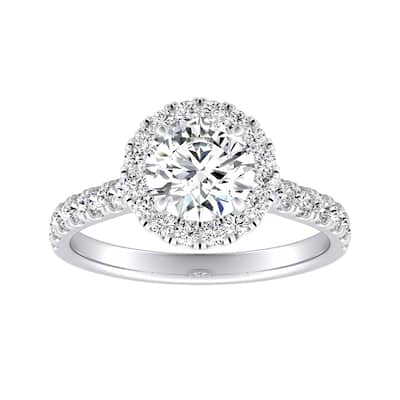Auriya 14k Gold 1 1/2ct Moissanite Halo Diamond Engagement Ring 5/8ctw