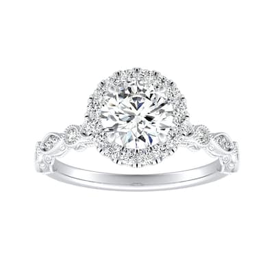 Auriya 14k Gold Vintage 3/4ct Moissanite Halo Diamond Engagement Ring 1/3ctw