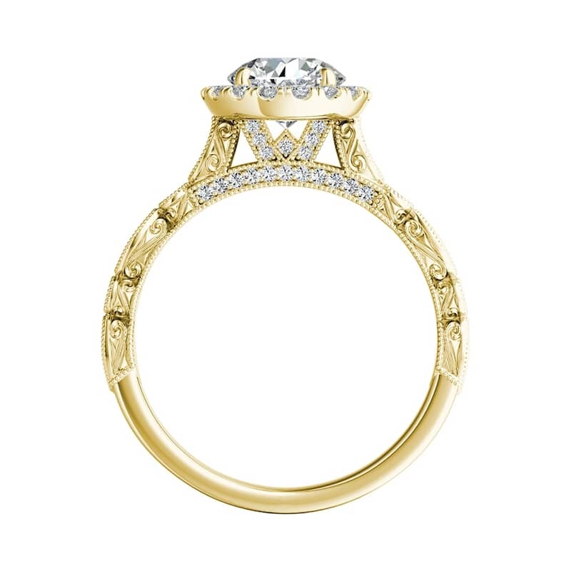 Auriya 14k Gold Vintage 1 1/2ct Moissanite Halo Diamond Engagement Ring 1/3ctw