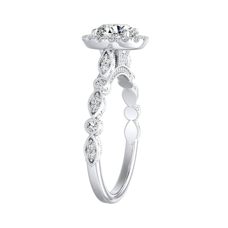 Auriya 14k Gold Vintage 1 1/2ct Moissanite Halo Diamond Engagement Ring 1/3ctw