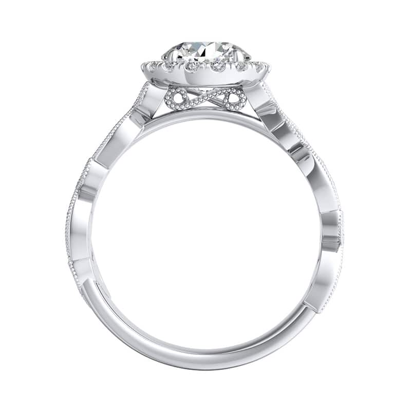 Auriya Vintage Round 2ct Moissanite and 1/4ct TDW Diamond Halo Engagement Ring 14K Gold (G-H, VS1-VS2)