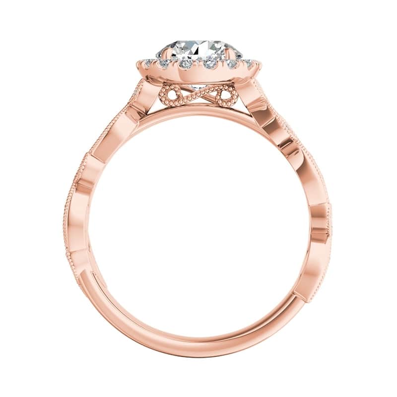 Auriya Vintage Round 2ct Moissanite and 1/4ct TDW Diamond Halo Engagement Ring 14K Gold (G-H, VS1-VS2)