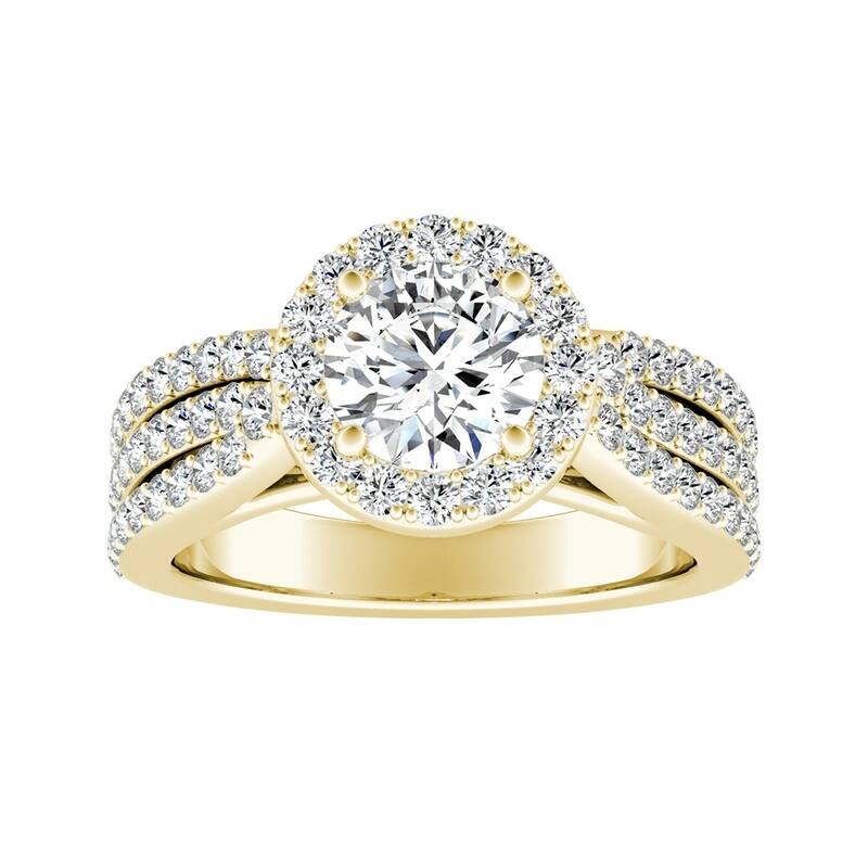 Auriya 1/2ct Round Moissanite and 3/4ct TDW Halo Diamond Engagement Ring 14k Gold (G-H, VS1-VS2)