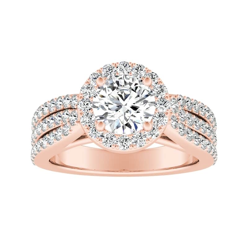 Auriya 1/2ct Round Moissanite and 3/4ct TDW Halo Diamond Engagement Ring 14k Gold (G-H, VS1-VS2)