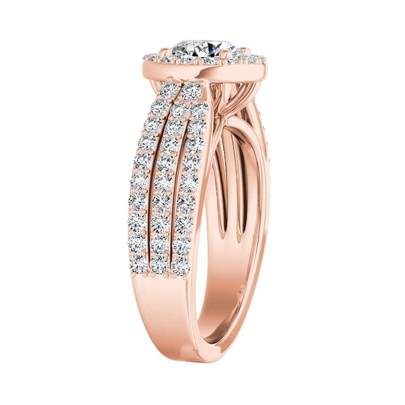 Auriya 1/2ct Round Moissanite and 3/4ct TDW Halo Diamond Engagement Ring 14k Gold (G-H, VS1-VS2)