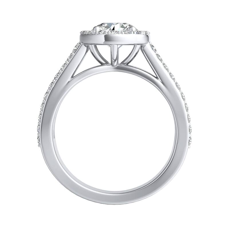 Auriya 1/2ct Round Moissanite and 3/4ct TDW Halo Diamond Engagement Ring 14k Gold (G-H, VS1-VS2)