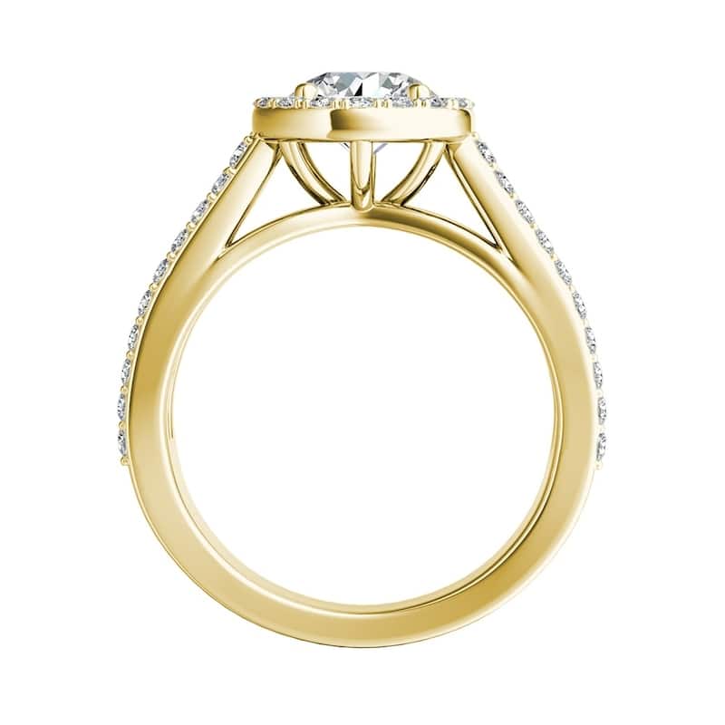 Auriya 1/2ct Round Moissanite and 3/4ct TDW Halo Diamond Engagement Ring 14k Gold (G-H, VS1-VS2)