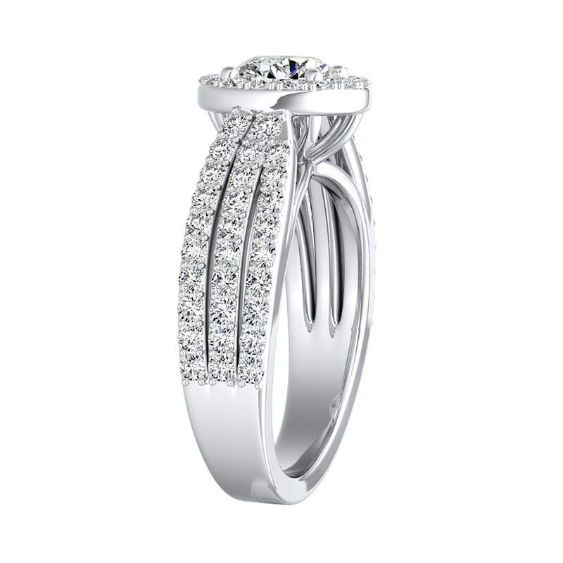 Auriya 1/2ct Round Moissanite and 3/4ct TDW Halo Diamond Engagement Ring 14k Gold (G-H, VS1-VS2)