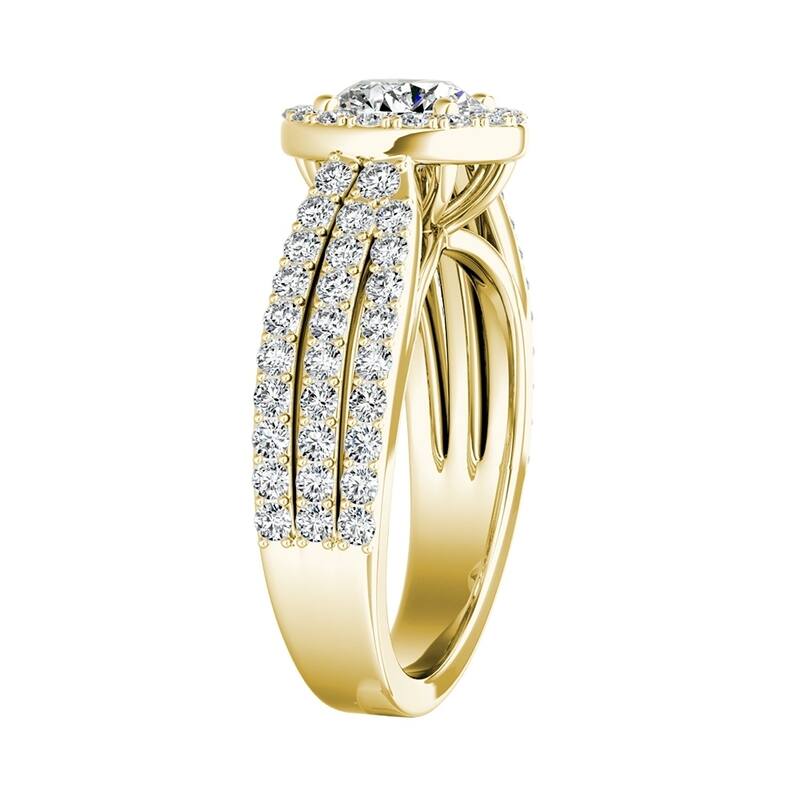 Auriya 1/2ct Round Moissanite and 3/4ct TDW Halo Diamond Engagement Ring 14k Gold (G-H, VS1-VS2)
