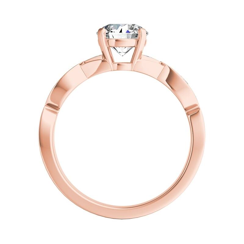 Auriya 14k Gold 4ct Round Moissanite and 1/3ct TDW Wave Style Diamond Engagement Ring