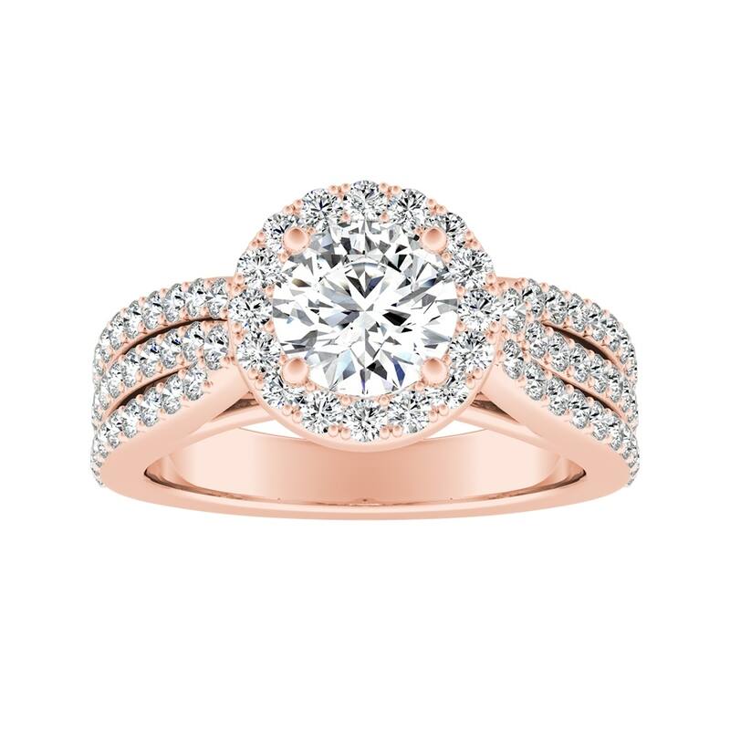 Auriya 3/4ct Round Moissanite and 3/4ct TDW Halo Diamond Engagement Ring 14k Gold (G-H, VS1-VS2)