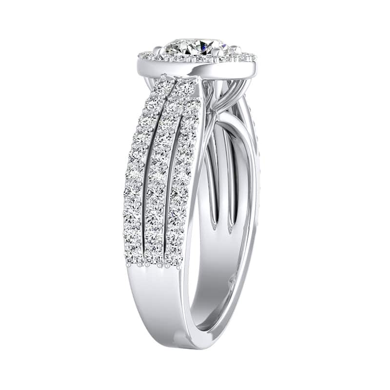 Auriya 3/4ct Round Moissanite and 3/4ct TDW Halo Diamond Engagement Ring 14k Gold (G-H, VS1-VS2)