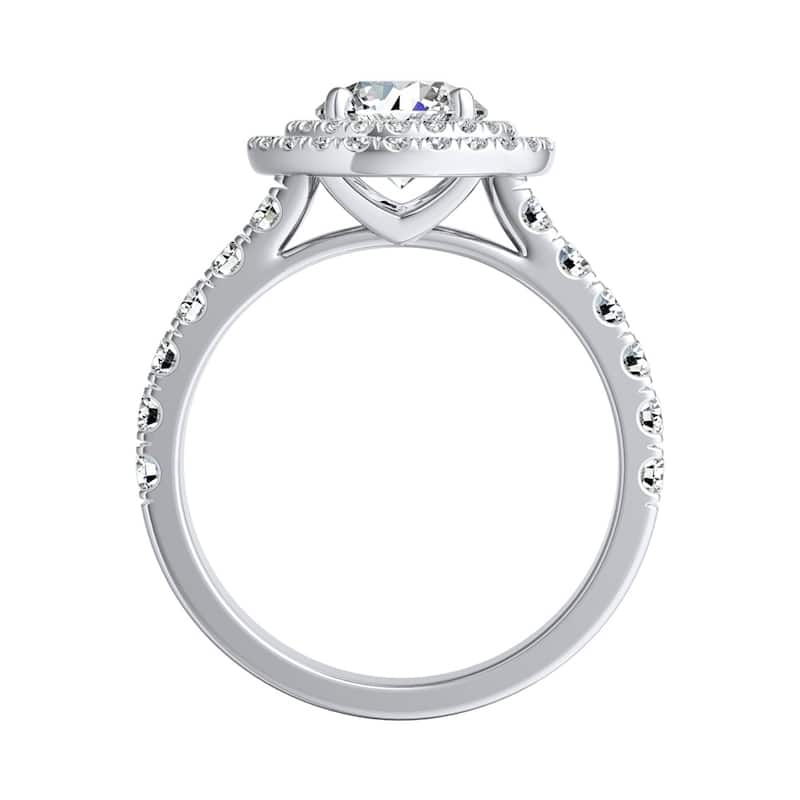 Auriya 1/2ct Round Moissanite and 3/4ctw Double Halo Diamond Engagement Ring 14K Gold