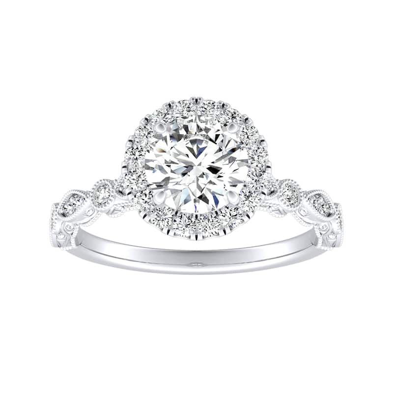 Auriya 14k Gold Vintage 2 1/2ct Moissanite Halo Diamond Engagement Ring 1/3ctw