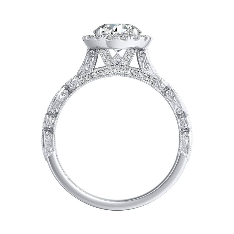 Auriya 14k Gold Vintage 2 1/2ct Moissanite Halo Diamond Engagement Ring 1/3ctw