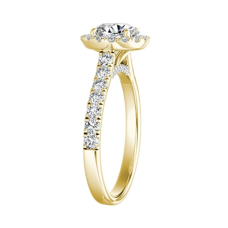 Auriya 14k Gold 1/2ct Moissanite Halo Diamond Engagement Ring 5/8ctw